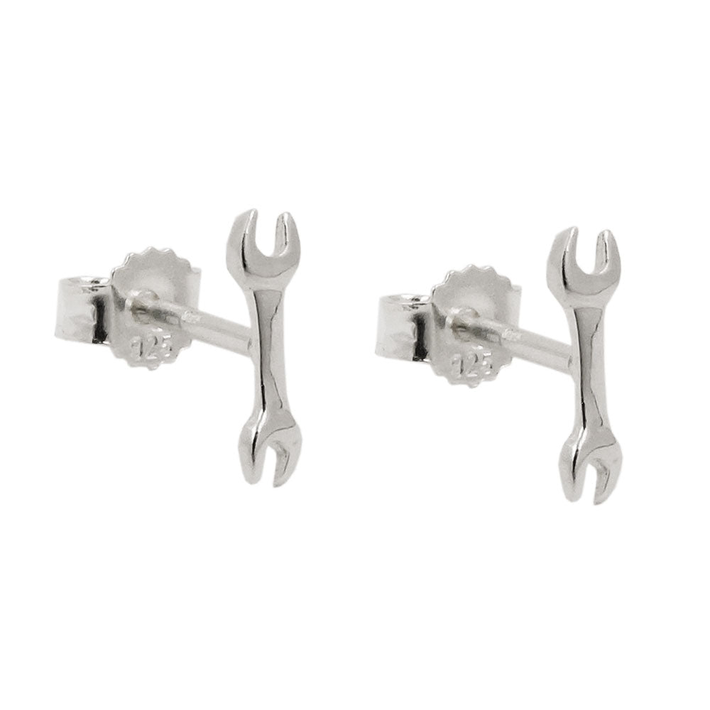Ohrstecker Schraubenschlüssel aus 925er Silber, 8,6 × 2,5 mm