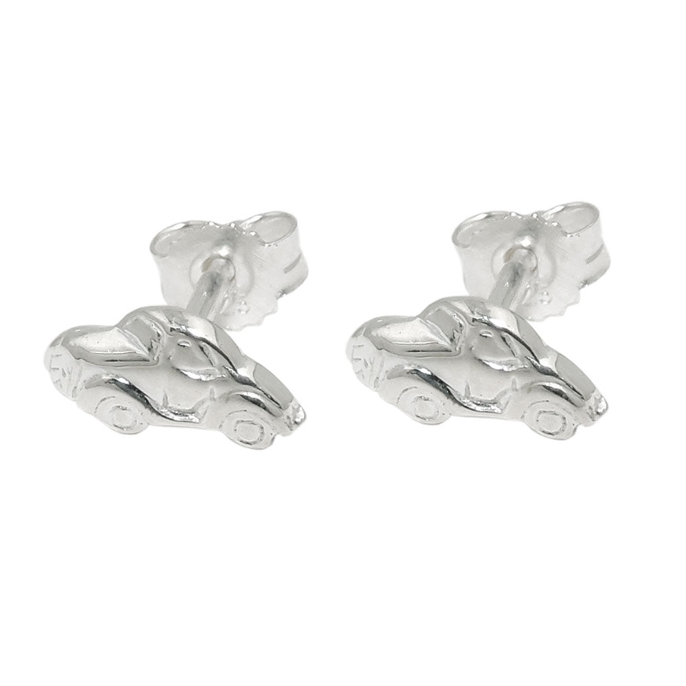 Ohrstecker kleines Auto glänzend aus 925er Silber, 4 × 9 mm