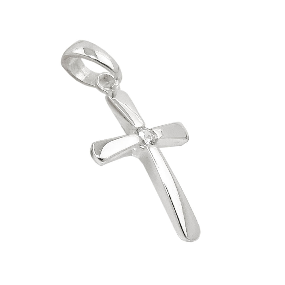 Anhänger Kreuz Zirkonia aus 925er Silber, 16 × 10 mm