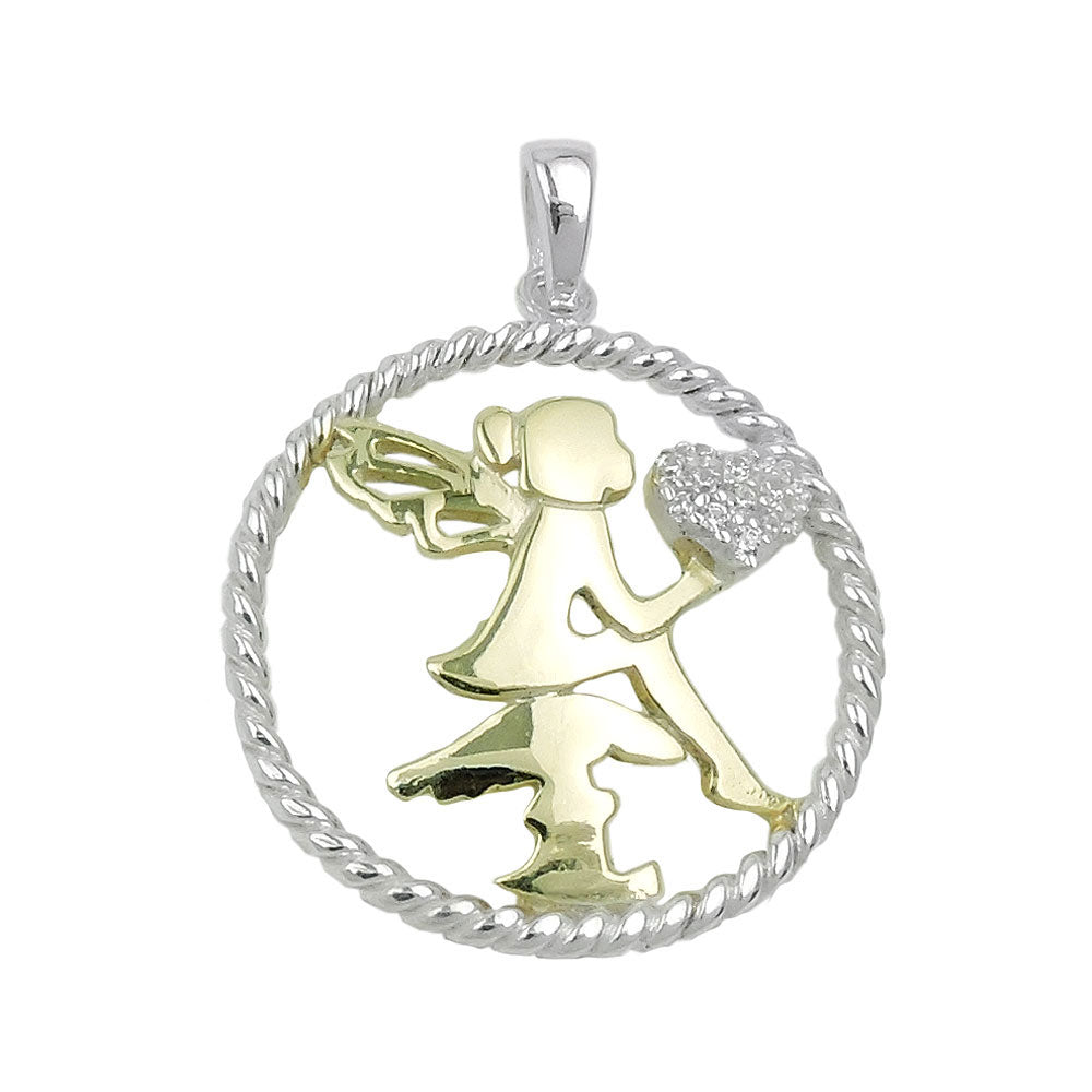 Anhänger Elfe bicolor mit Herz aus Zirkonia aus 925er Silber, 21 mm