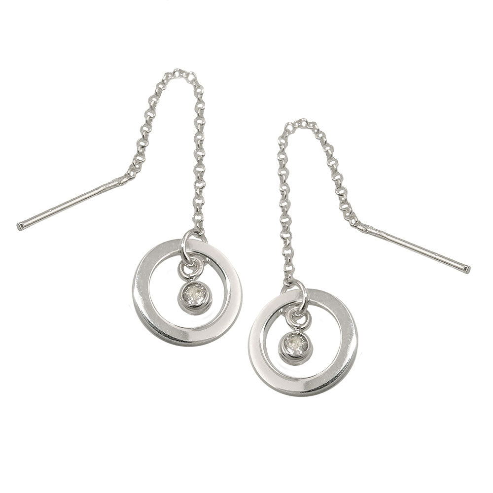 Durchzieher-Ohrhänger Ohrhänger Ring mit Zirkonia aus 925er Silber, 65 × 11 mm
