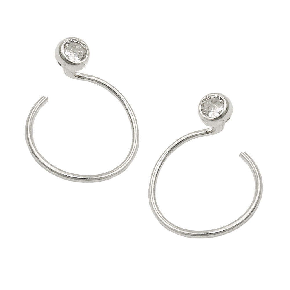 Ohrstecker Ohrspirale mit Zirkonia aus 925er Silber, 15 mm