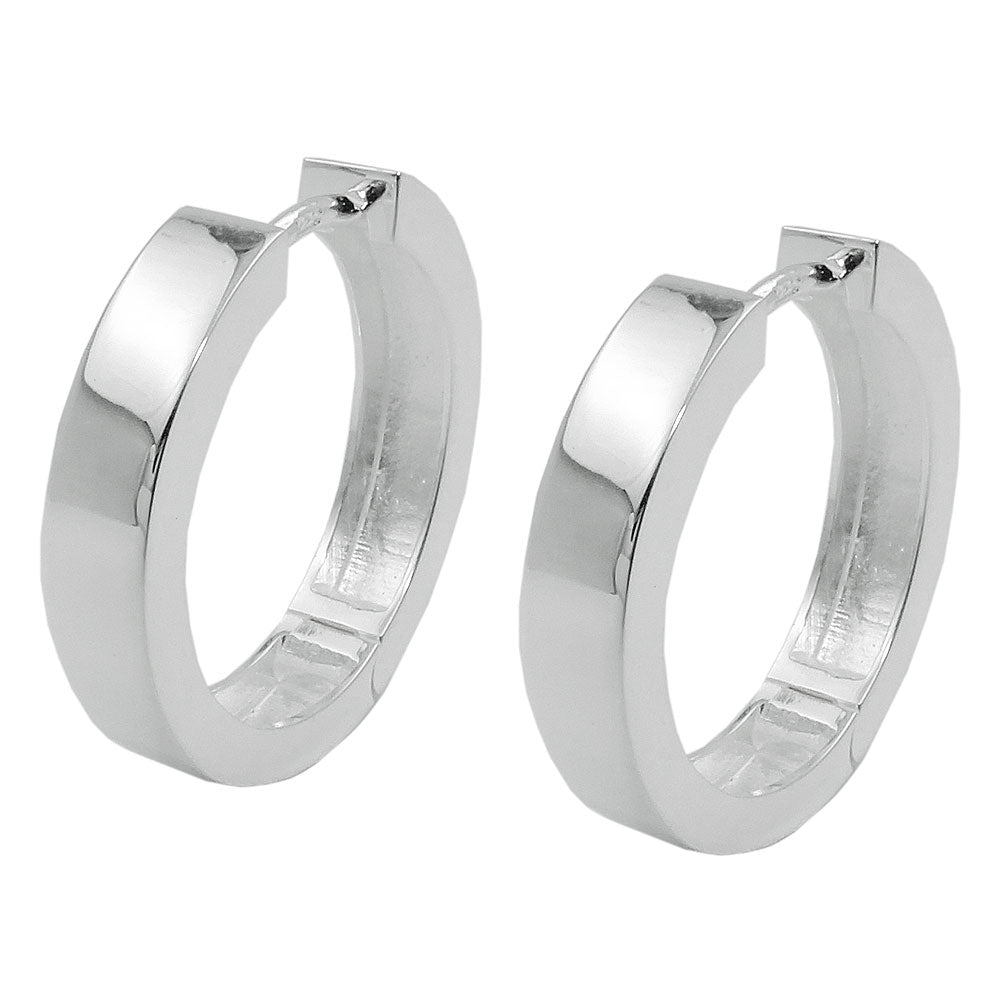 Creolen Klappscharnier glänzend aus 925er Silber, 19 × 4 mm