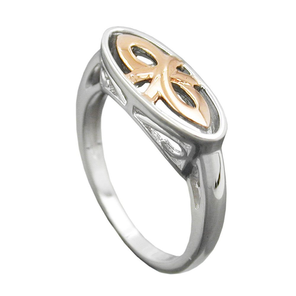 Ring bicolor rotvergoldet glänzend rhodiniert aus 925er Silber, 7 mm