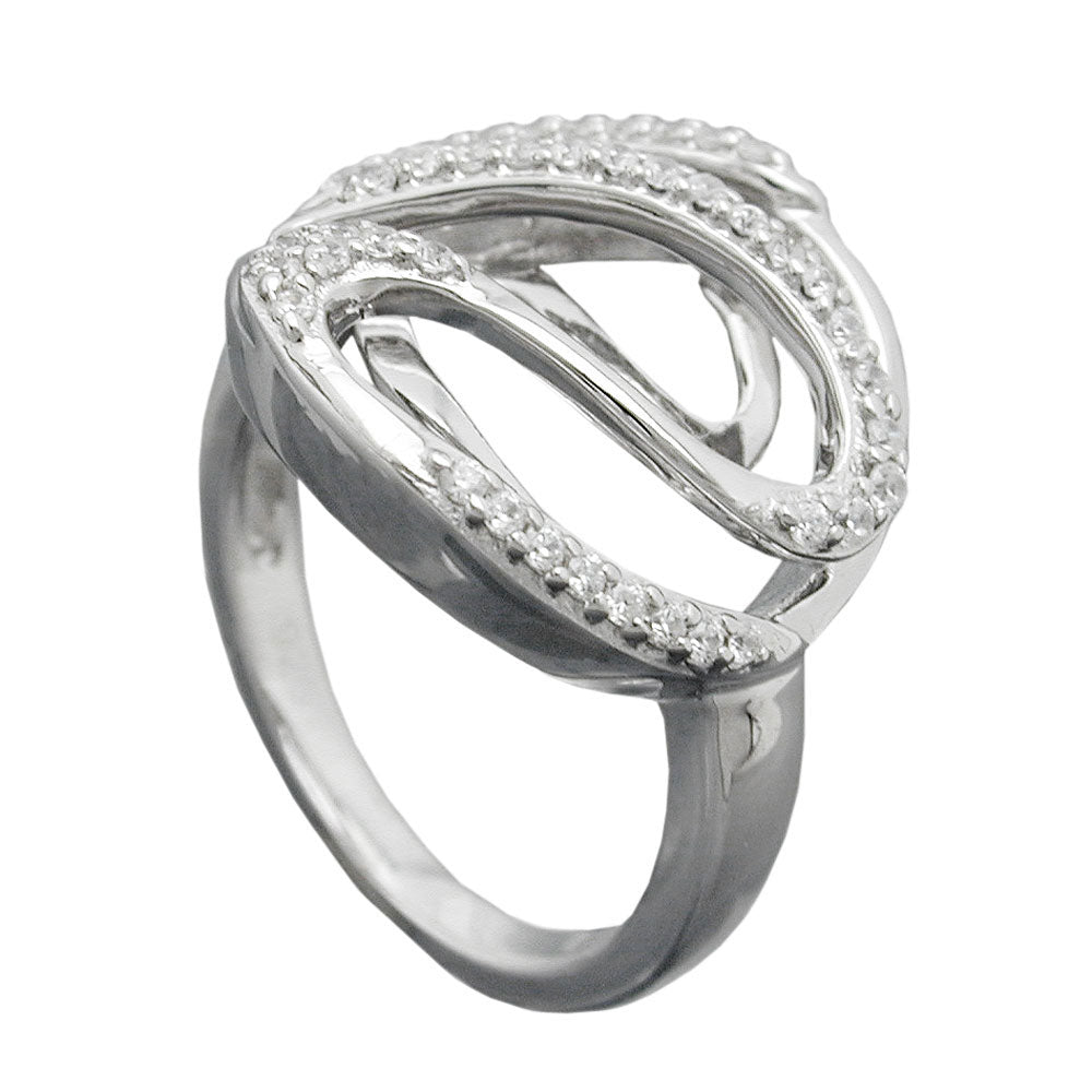 Ring mit vielen Zirkonia glänzend rhodiniert aus 925er Silber, 20 mm