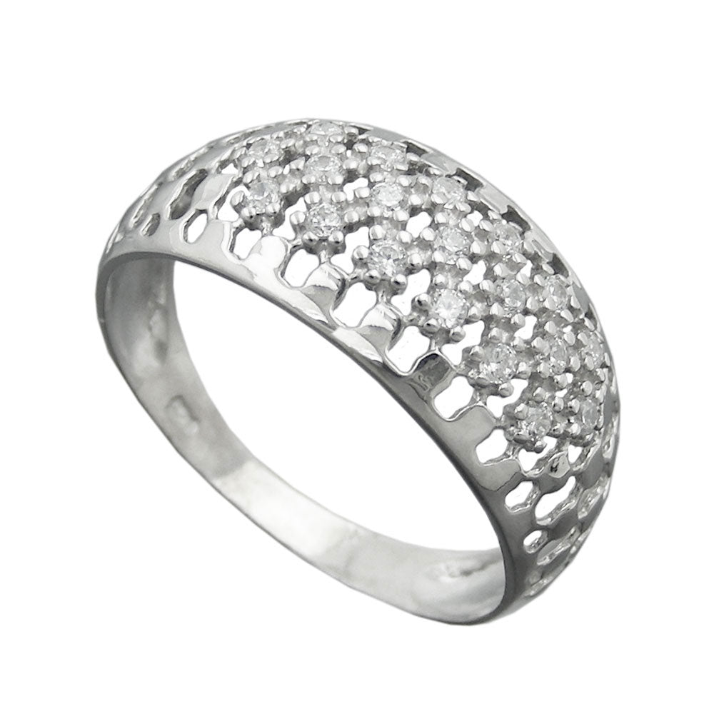 Ring mit vielen Zirkonia glänzend rhodiniert aus 925er Silber