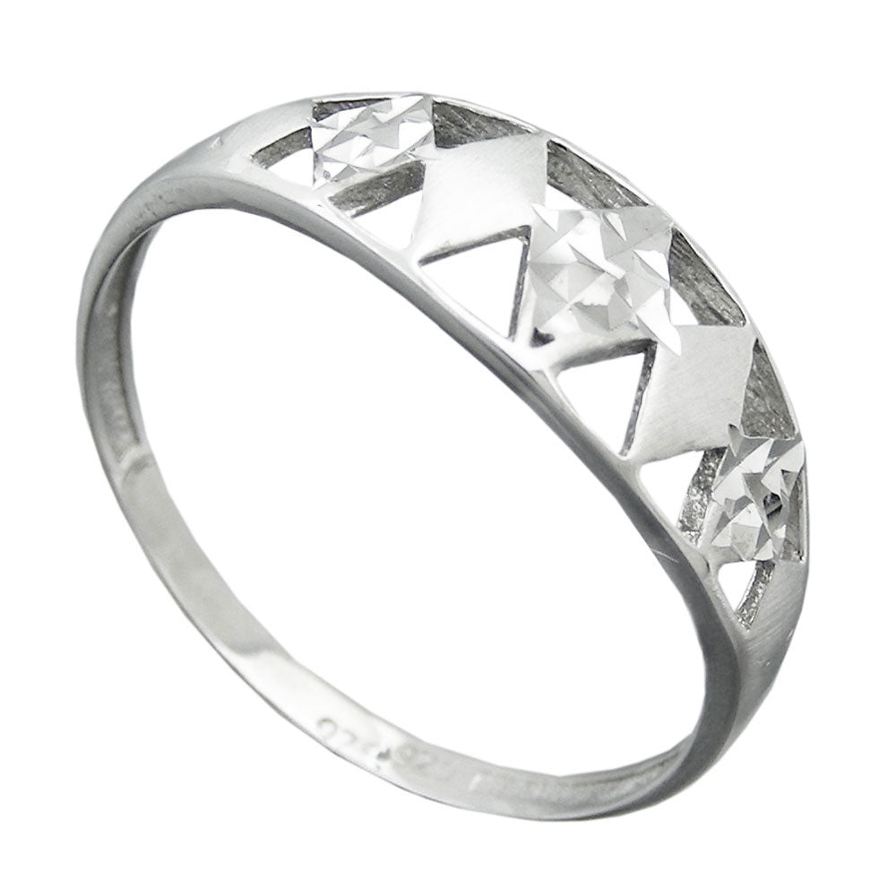 Ring Muster ausgestanzt matt-glänzend diamantiert rhodiniert aus 925er Silber, 7 mm