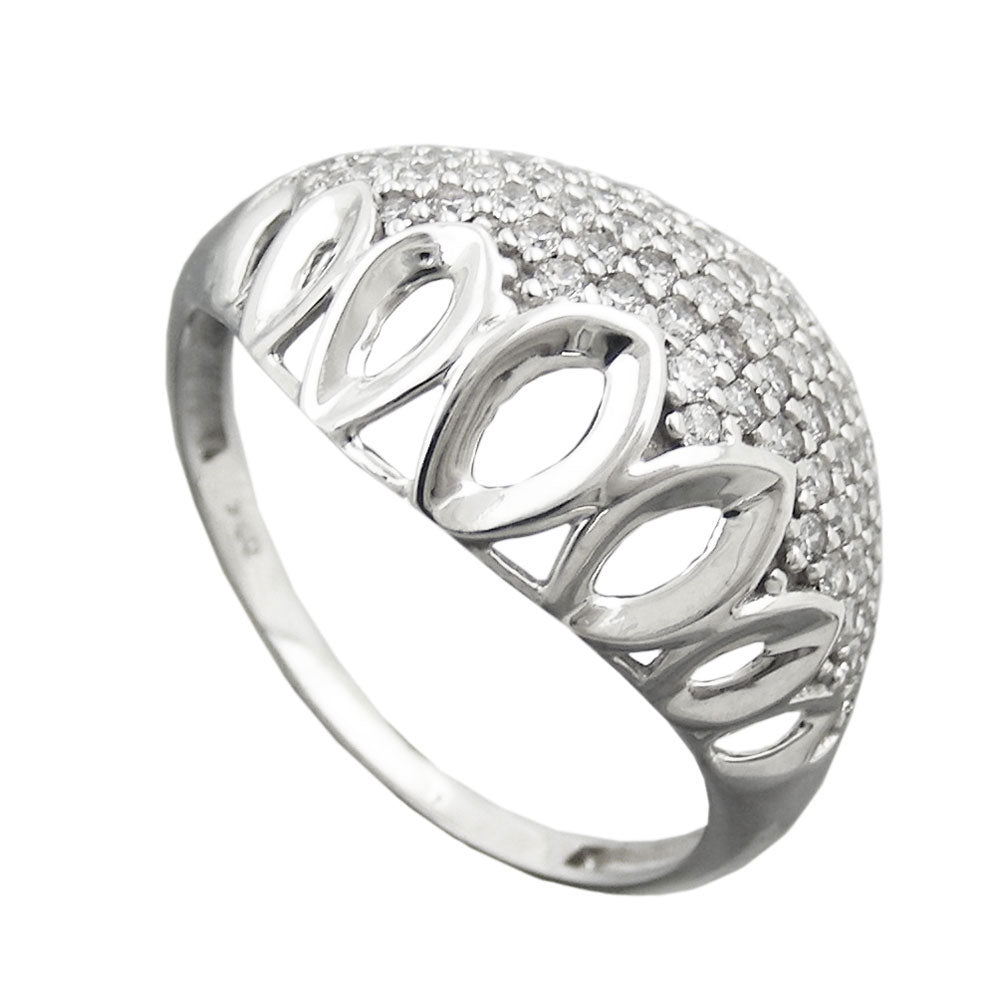Ring mit vielen Zirkonia glänzend rhodiniert aus 925er Silber, 13 mm