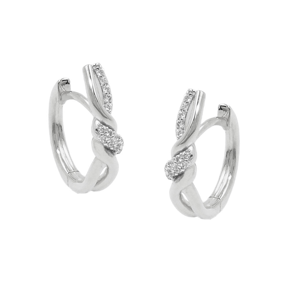 Creolen Klappscharnier überkreuzt mit Zirkonia glänzend aus 925er Silber, 17 × 4 mm