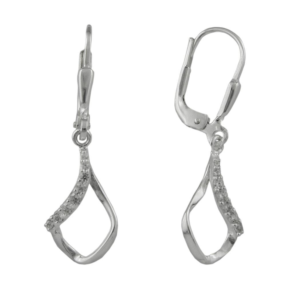Ohrbrisur Ohrhänger Ohrringe Rhombus gedreht mit Zirkonia aus 925er Silber, 30 × 9 mm