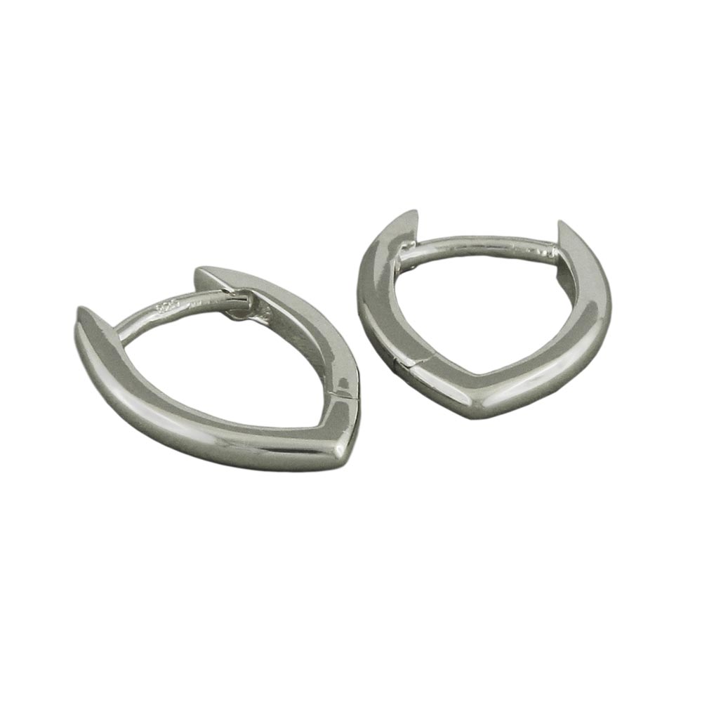 Creolen Klappscharnier spitzoval glänzend aus 925er Silber, 16 × 11 mm