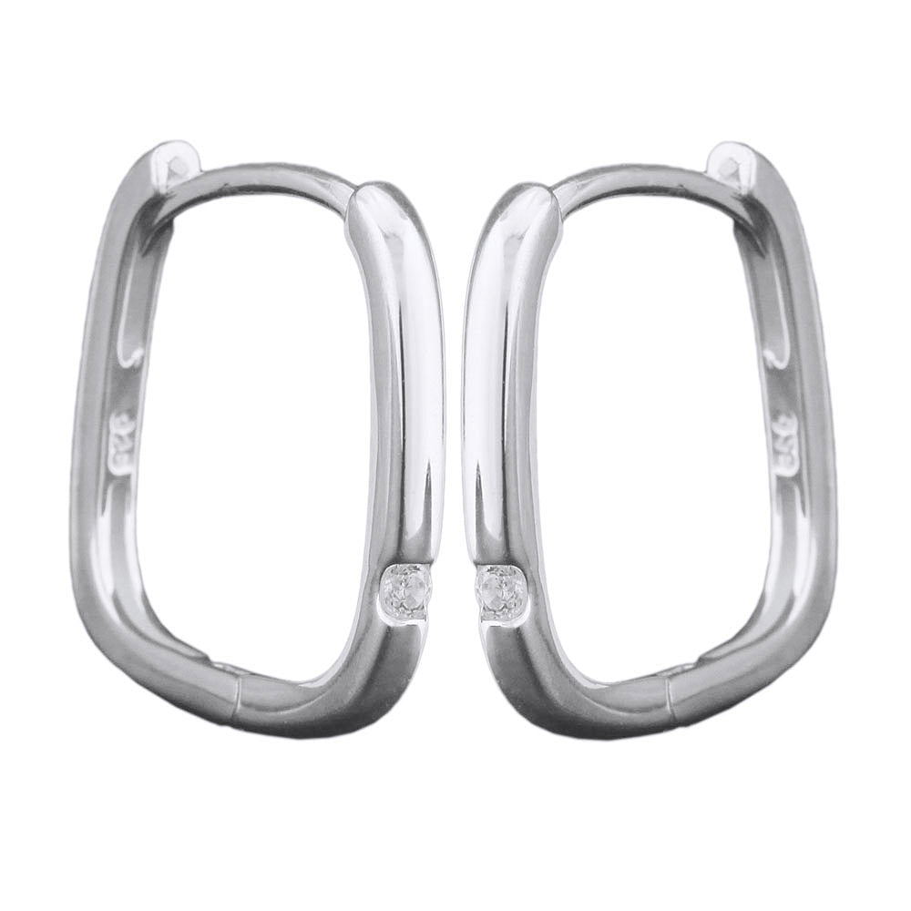 Creolen Klappscharnier quadratisch mit Zirkonia aus 925er Silber, 15,5 × 15 mm