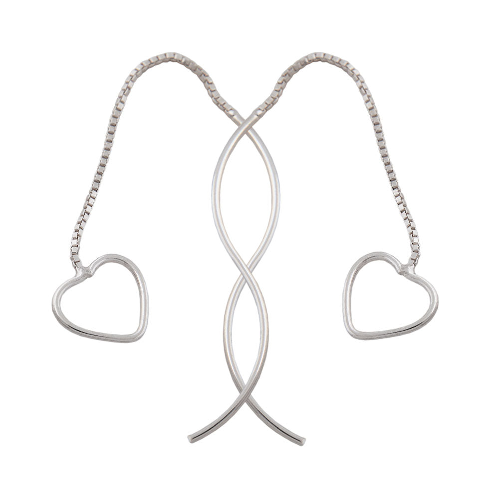 Durchzieher-Ohrhänger Ohrhänger Venezianerkette mit Herz aus 925er Silber, 82 × 10 mm