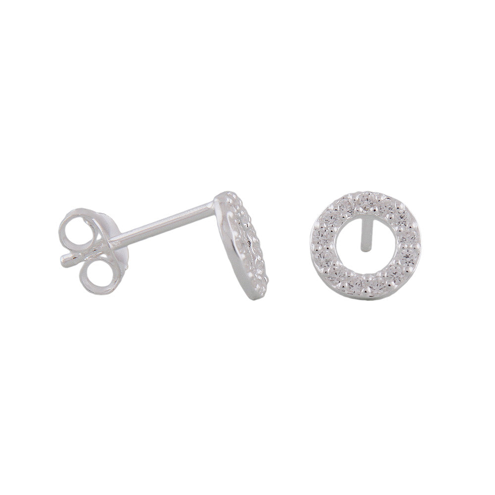 Ohrstecker Kreis mit Zirkonia aus 925er Silber, 7 mm