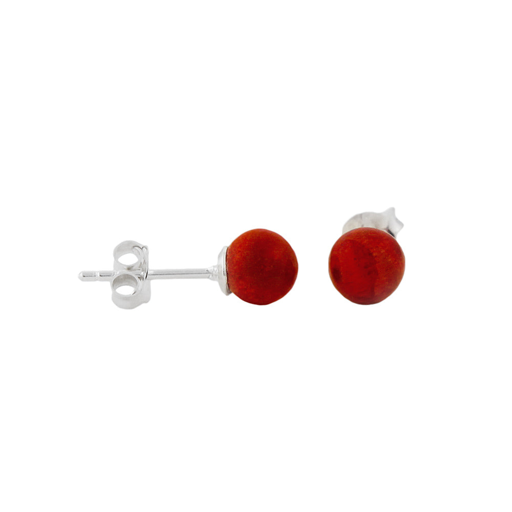 Ohrstecker Coral-Perle aus 925er Silber, ca. 6 mm