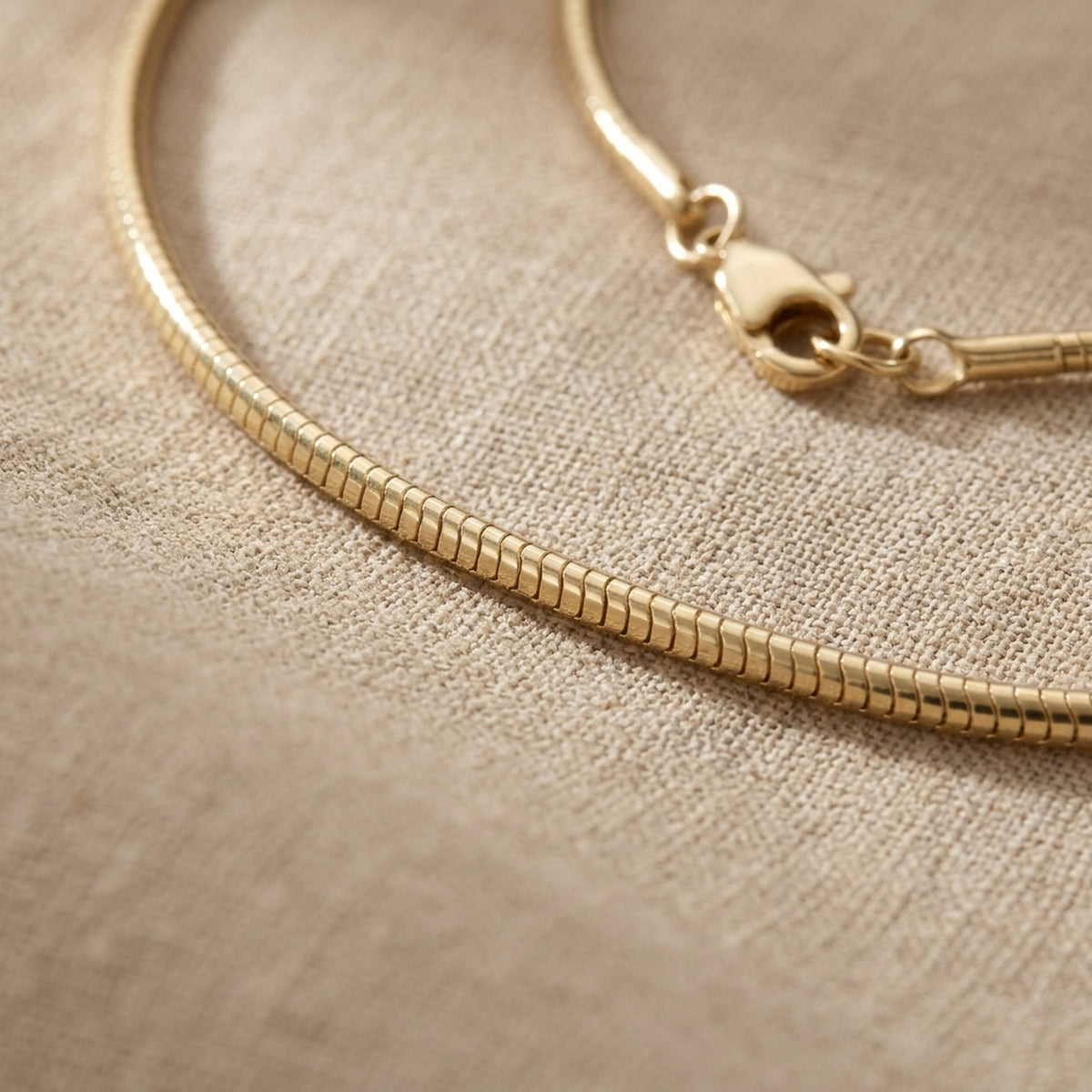 Rundkette – 375er Gold, 0,8 mm – Detailansicht des Kettes vor neutralem Hintergrund