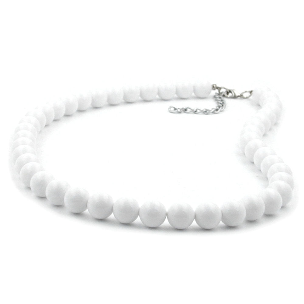 Kette 10mm Perle weiß-glänzend verschiedene Längen