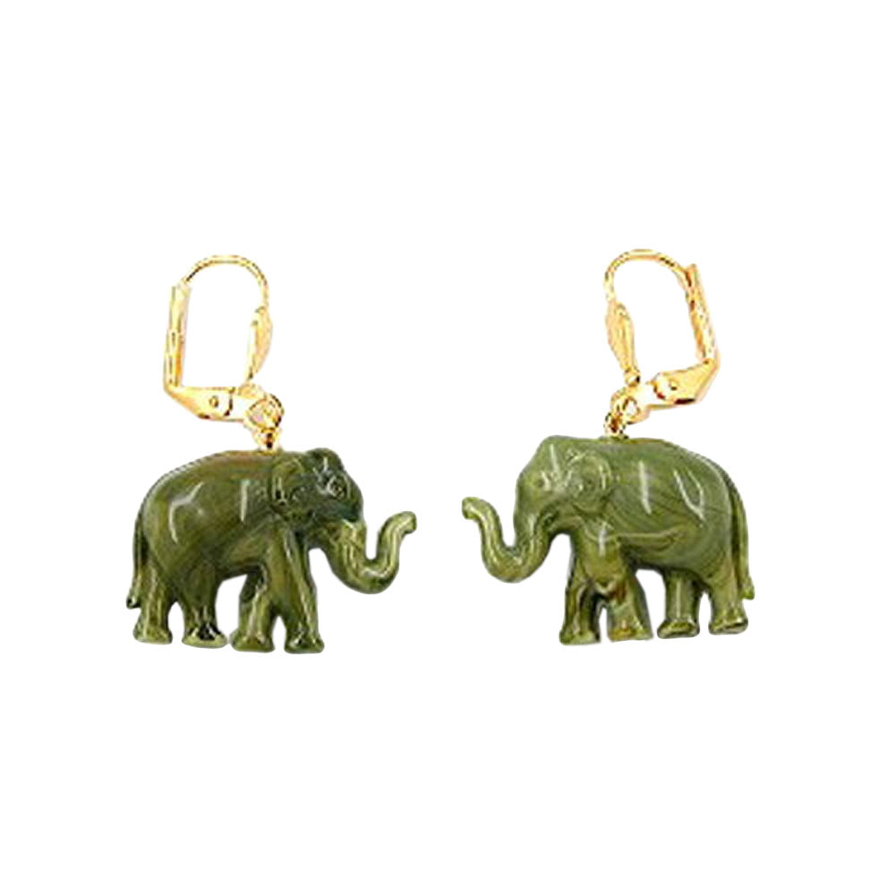 Ohrbrisur Ohrhänger Ohrringe verschiedene Größen goldfarben Elefant mini verschiedene Farben-marmoriert Kunststoffperle