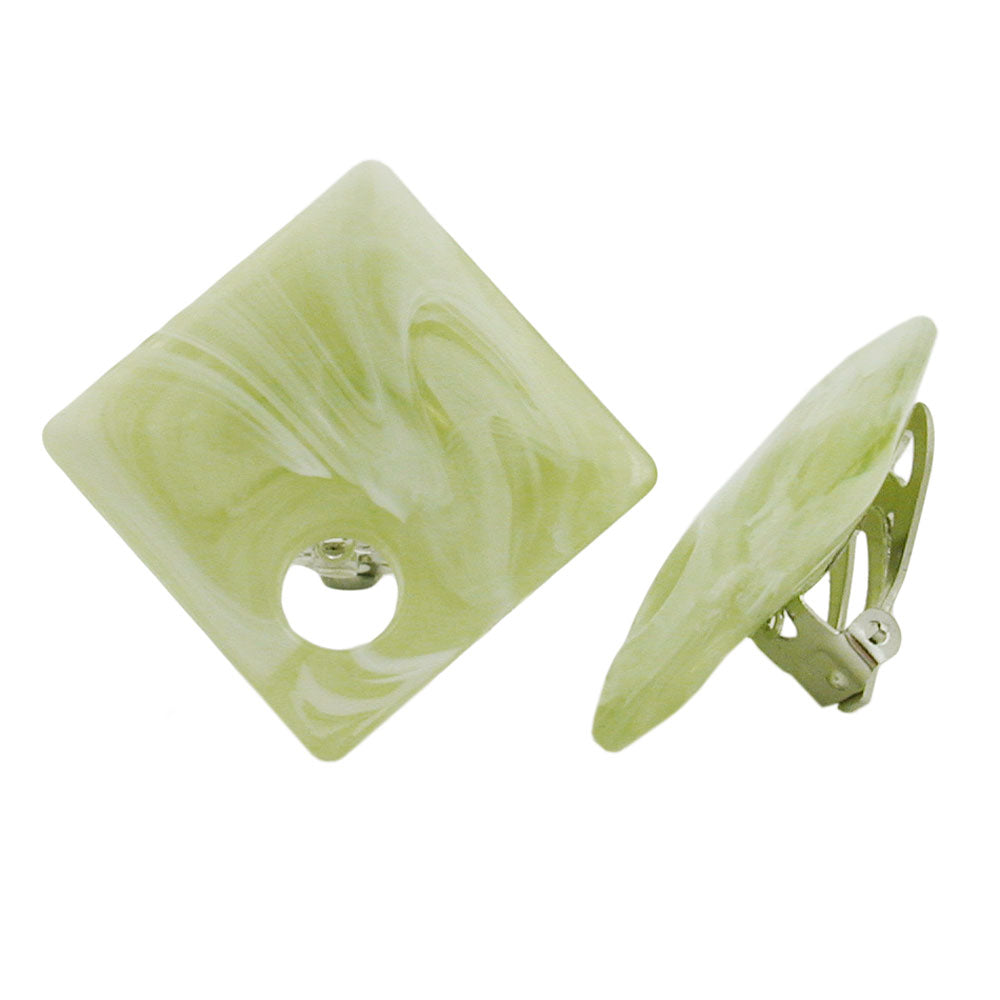 Clip Ohrring verschiedene Größen Viereck mit Loch verschiedene Farben-marmoriert Kunststoff-Bouton