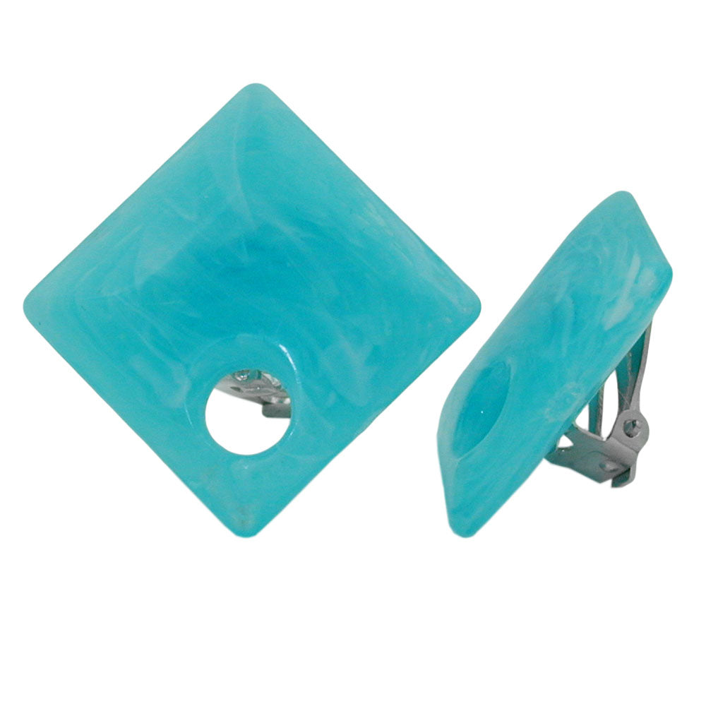 Clip Ohrring verschiedene Größen Viereck mit Loch verschiedene Farben-marmoriert Kunststoff-Bouton