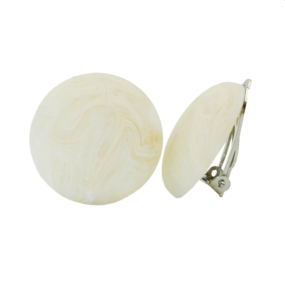 Clip Ohrring 22mm Riss verschiedene Farben-elfenbein-marmoriert matt Kunststoff-Bouton