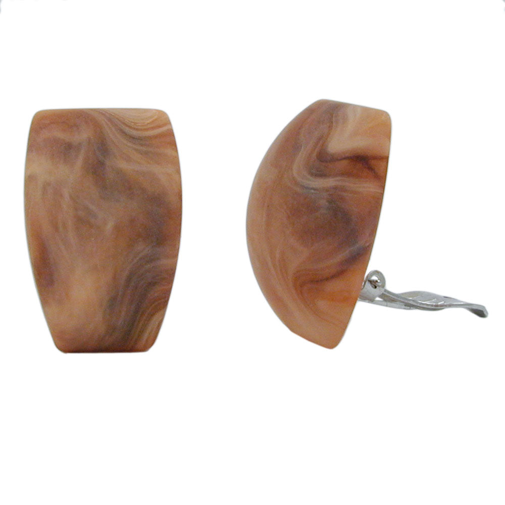 Clip Ohrring verschiedene Größen Trapez verschiedene Farben-marmoriert matt Kunststoff-Bouton