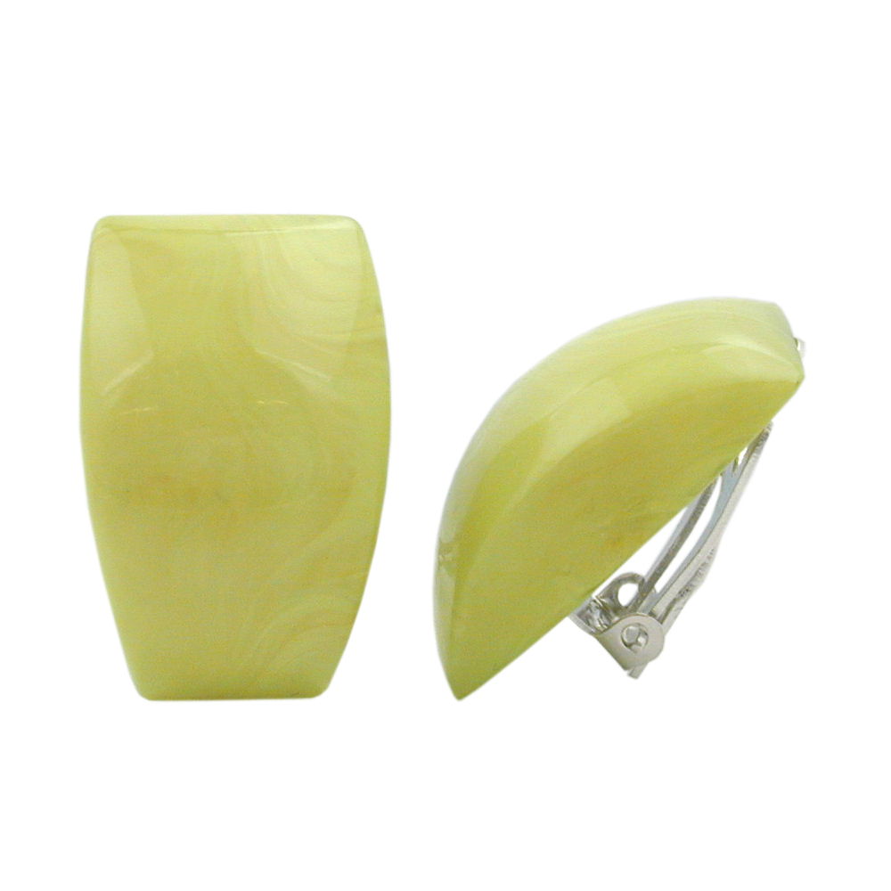 Clip Ohrring verschiedene Größen hellgrün-marmoriert glänzend Kunststoff-Bouton
