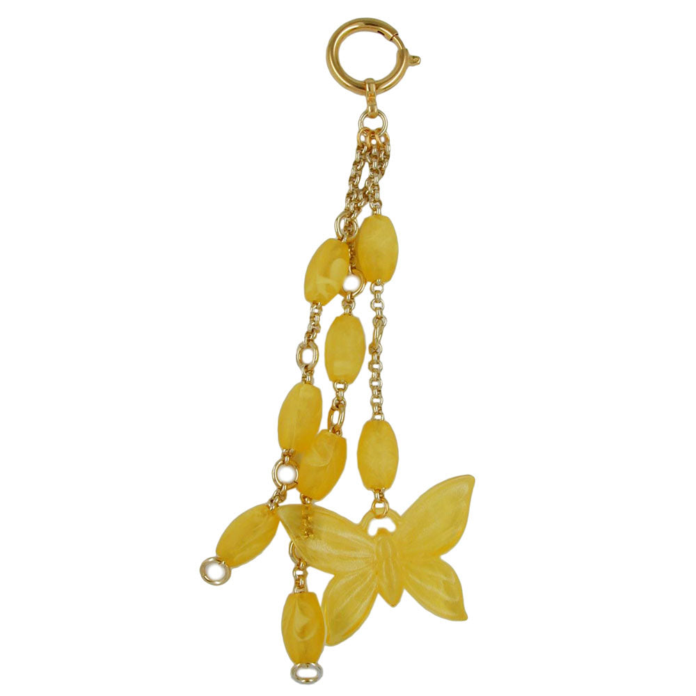 Taschenschmuck 170mm Schmetterling mit gelben Oliven Kunststoff