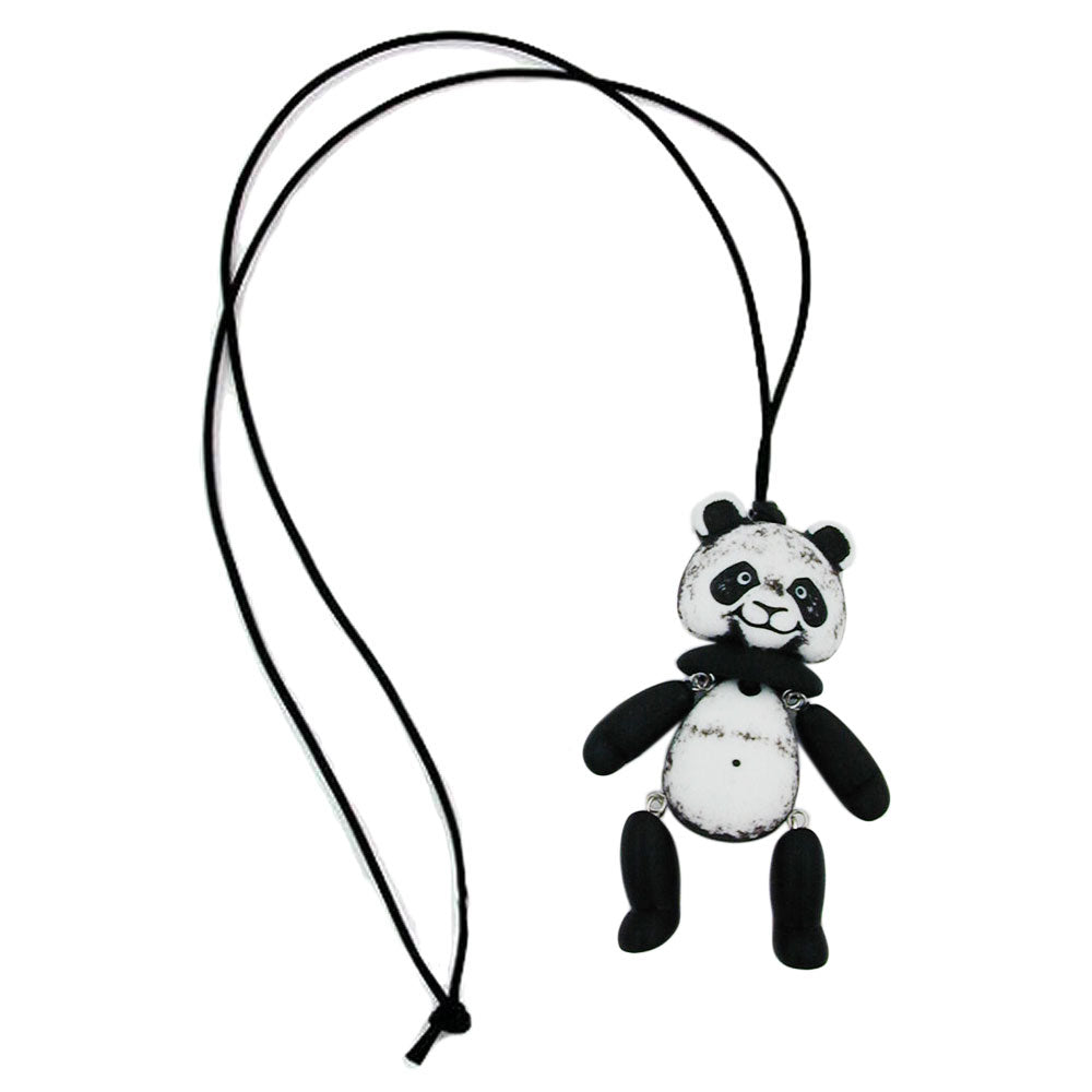 Kette 9x4x1cm Figur Panda verschiedene Farben-weiß matt Kunststoff verschiedene Längen
