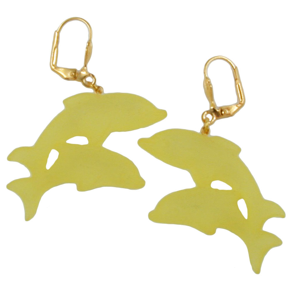 Ohrbrisur Ohrhänger Ohrringe verschiedene Größen goldfarben Doppel-Delfin verschiedene Farben-matt Kunststoff