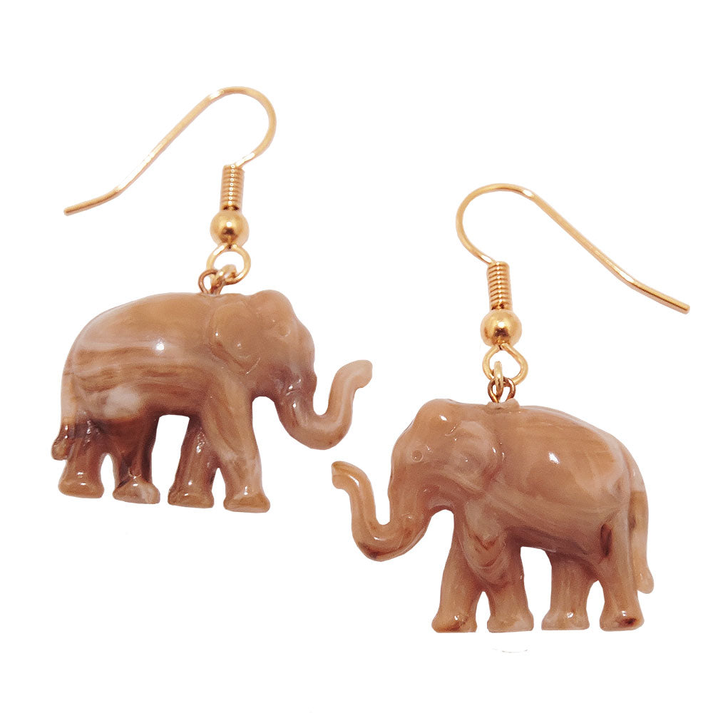 Ohrbrisur Ohrhänger Ohrringe verschiedene Größen goldfarben Elefant mini verschiedene Farben-marmoriert Kunststoffperle