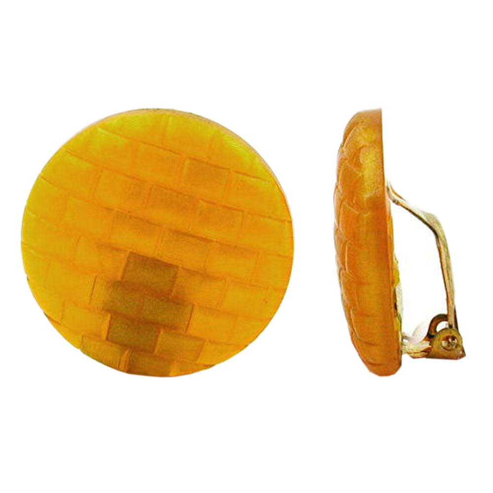 Clip Ohrring 28mm perlmutt-gelborange glänzend Kunststoff-Bouton