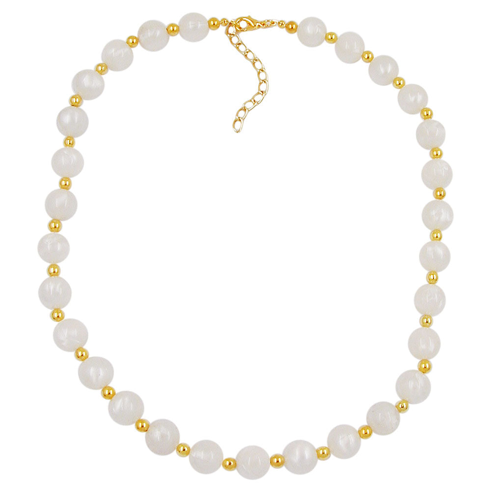 Kette 12mm Perlen verschiedene Farben-weiß und 5mm goldfarbene Kunststoffperlen verschiedene Längen