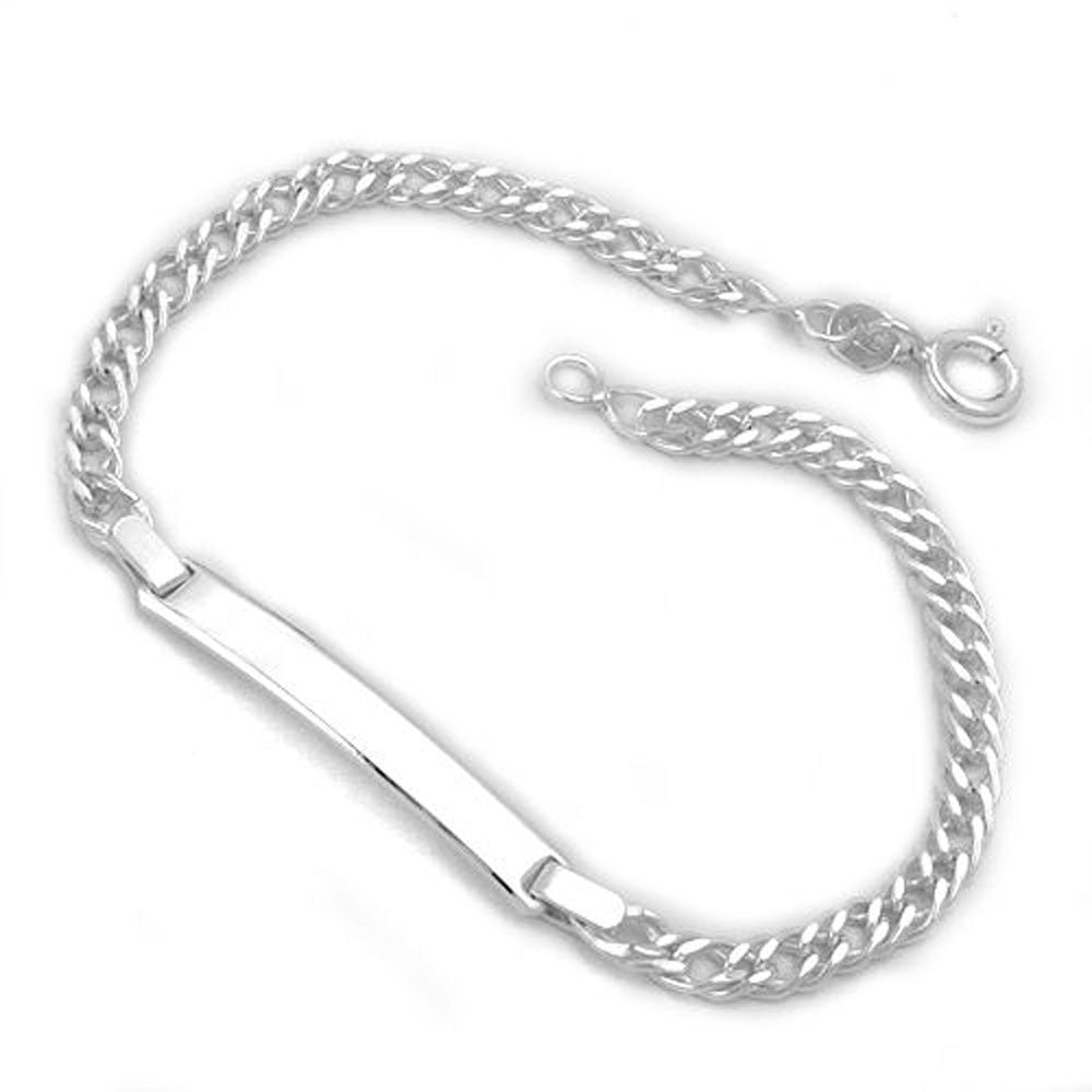 Schildband 4mm Zwillingspanzer Armband mit Gravurplatte 31x4,5mm Silber 925 verschiedene Längen