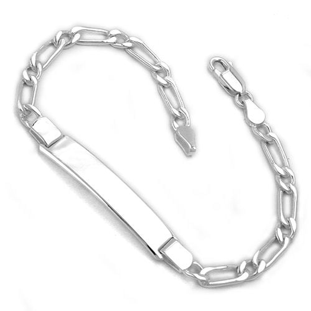 Schildband4,3mm Figarokette Armband mit Gravurplatte 36x7x1,5mm Silber 925 verschiedene Längen