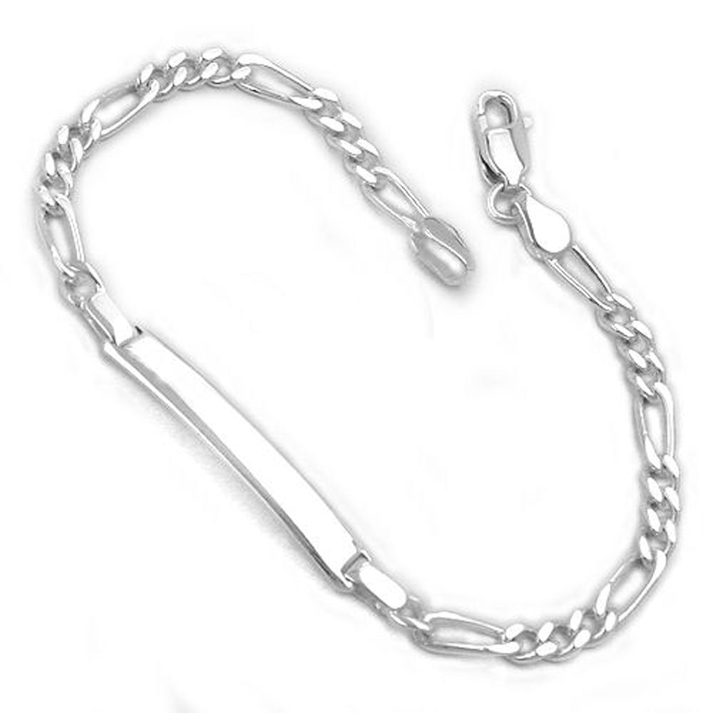 Schildband4,3mm Figarokette Armband mit Gravurplatte 36x7x1,5mm Silber 925 verschiedene Längen