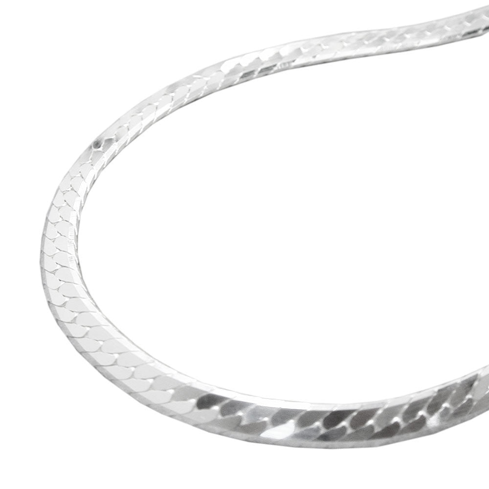Armband 3mm Panzerkette flach gedrückt glänzend diamantiert Silber 925 verschiedene Längen