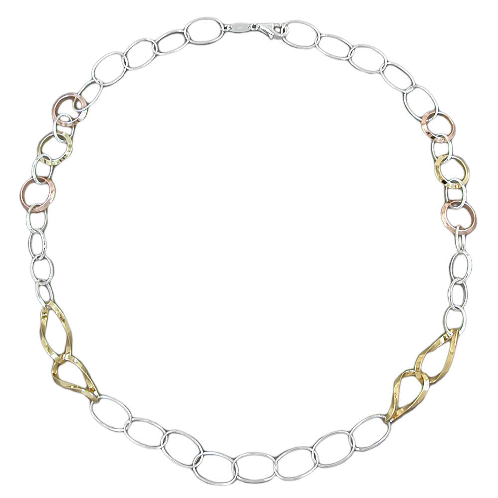 Kette, Ringe 3-farbig, Silber 925