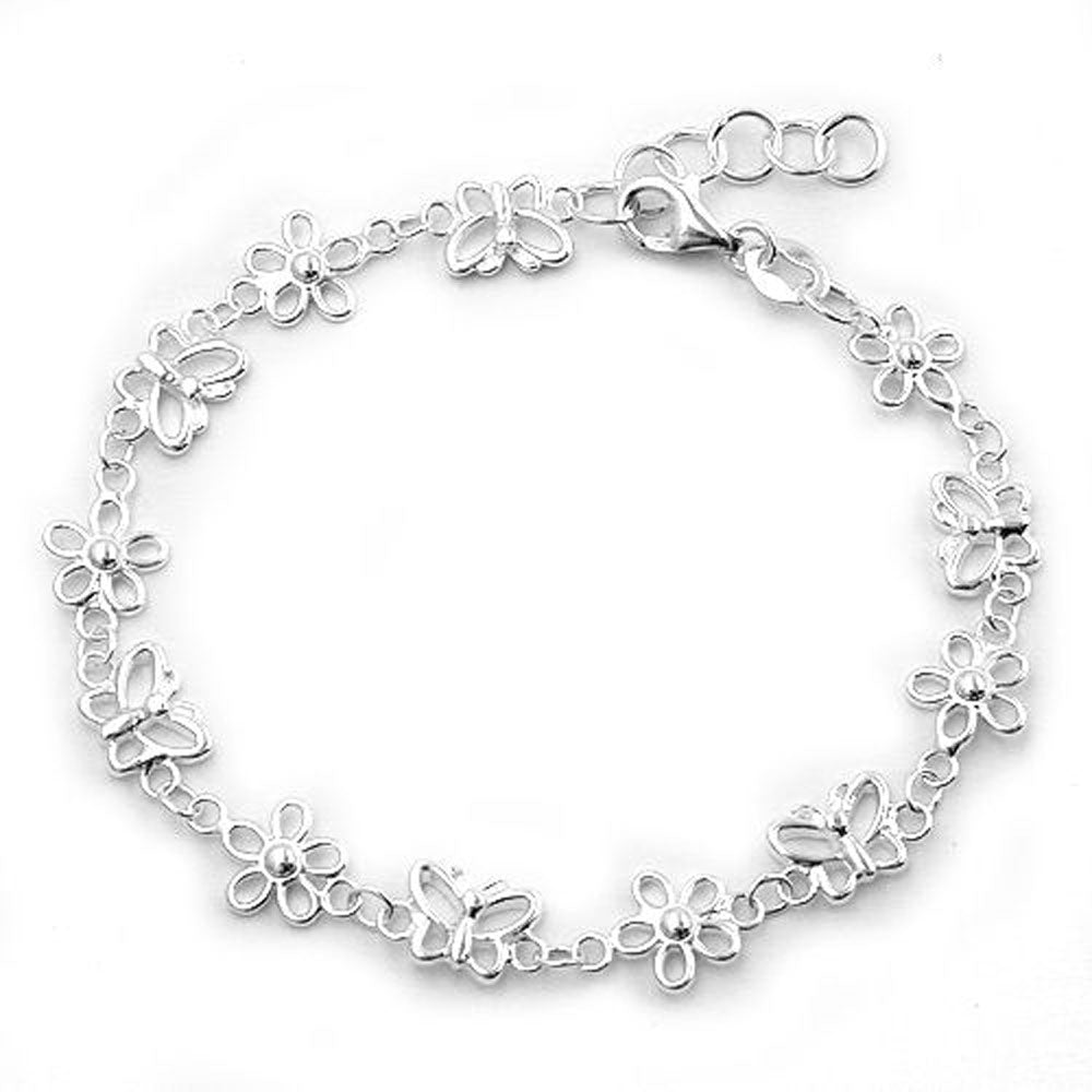 Armband Schmetterling Blume, Silber 925