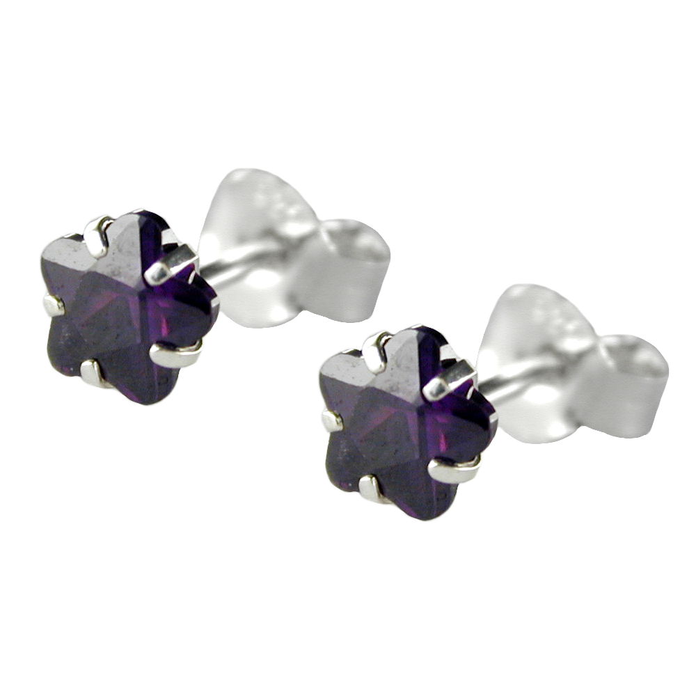 Ohrstecker Ohrring 5mm Zirkonia amethystfarben Silber 925