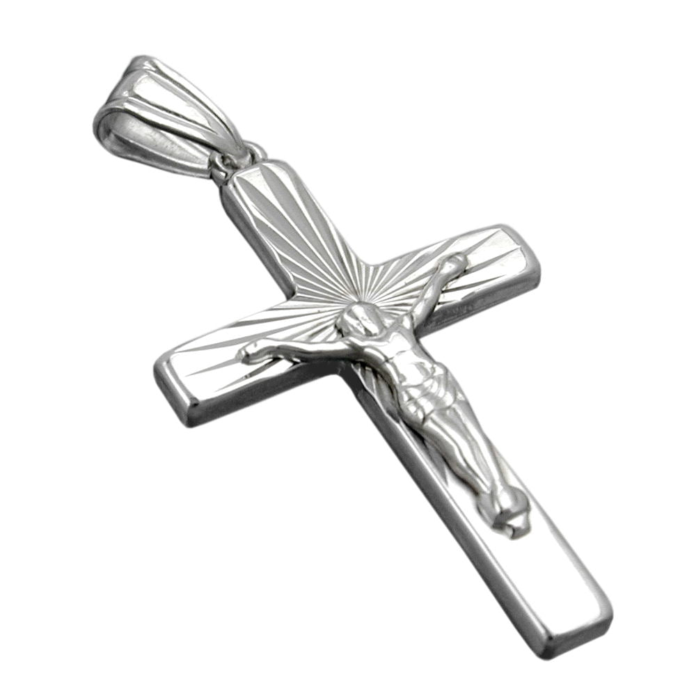Anhänger verschiedene Größen Kreuz mit Jesus glänzend rhodiniert Silber 925