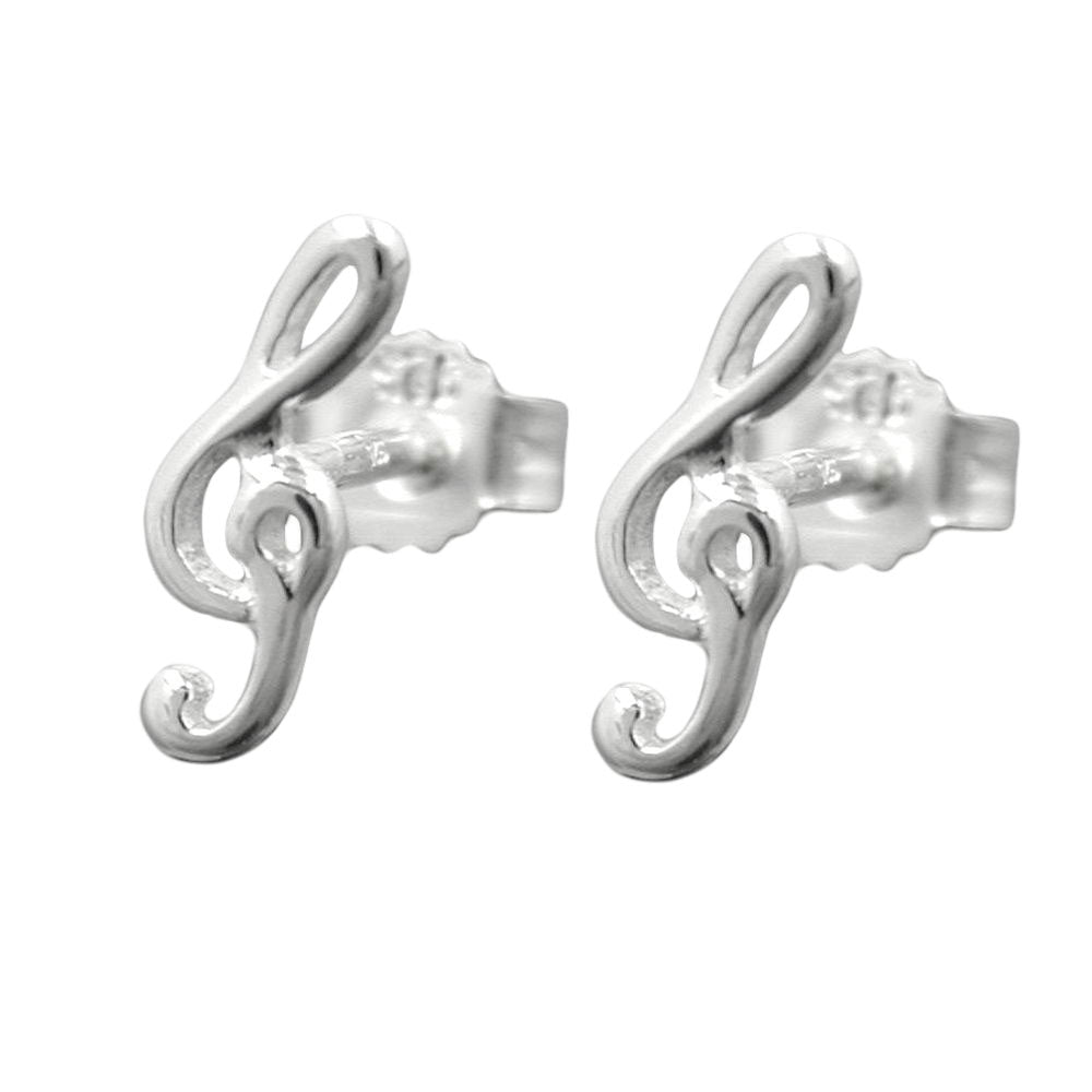 Ohrstecker Ohrring verschiedene Größen Notenschlüssel Silber 925