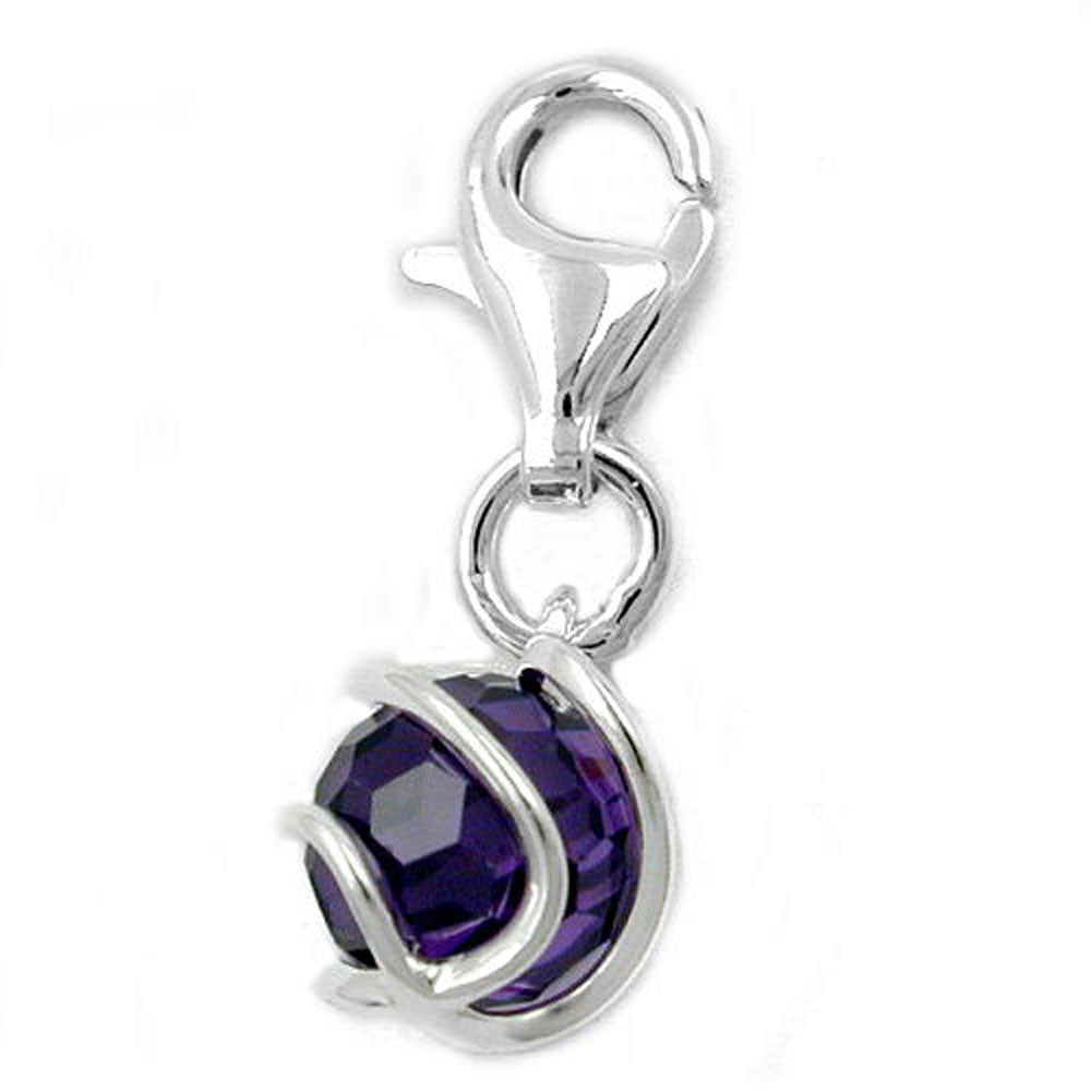 Anhänger 7mm Zirkonia amethyst umwickelt Silber 925