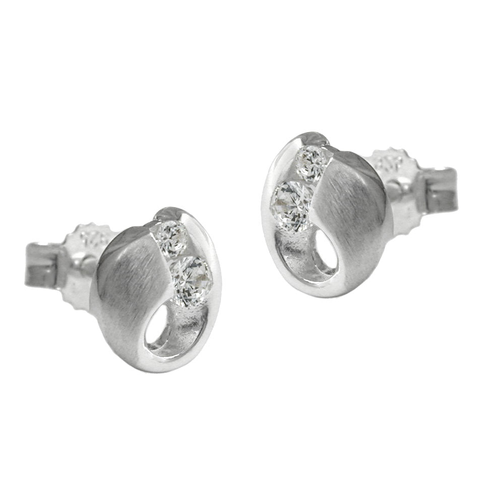Ohrstecker Ohrring 7x6,5mm mit Zirkonias matt-glänzend Silber 925