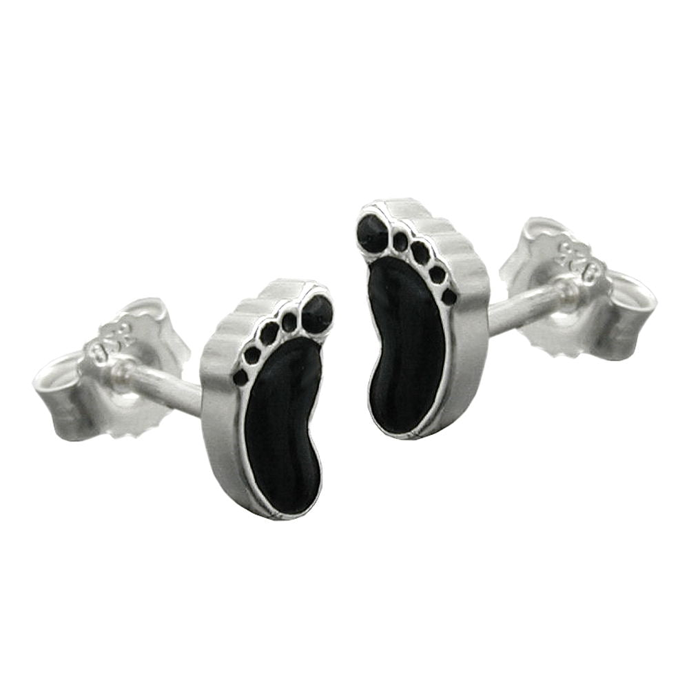 Ohrstecker Ohrring verschiedene Größen schwarze Füße lackiert Silber 925