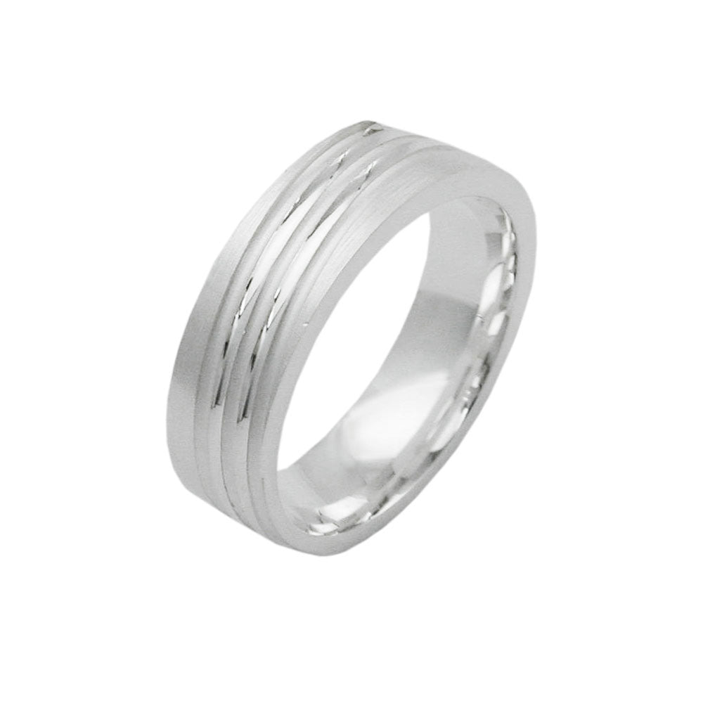 Ring 6mm verlaufende Querrillen matt-diamantiert Silber 925 verschiedene Ringgrößen