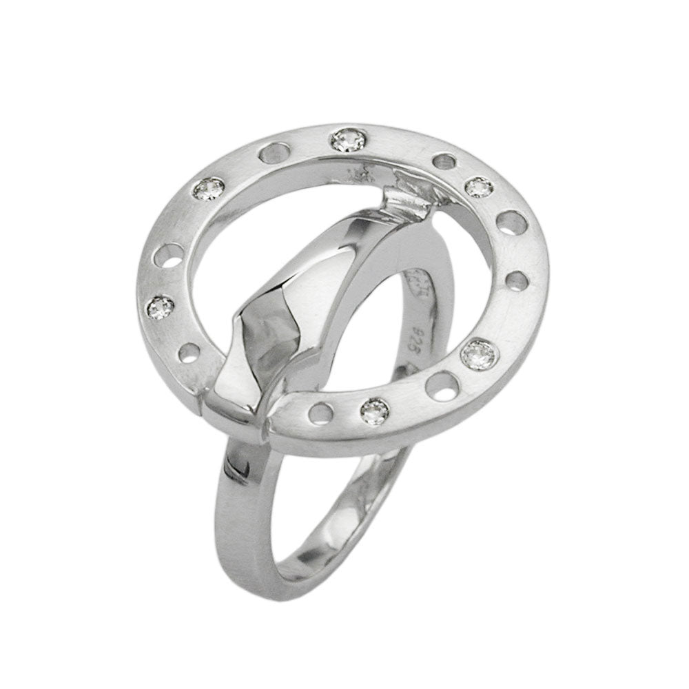 Ring 22mm Zirkonias mattiert rhodiniert Silber 925 verschiedene Ringgrößen