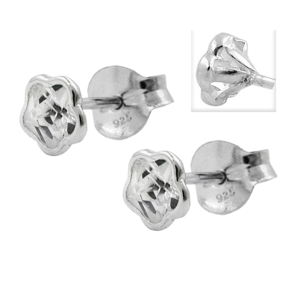 Ohrstecker Ohrring 6mm Blume Zirkonia weiß Silber 925