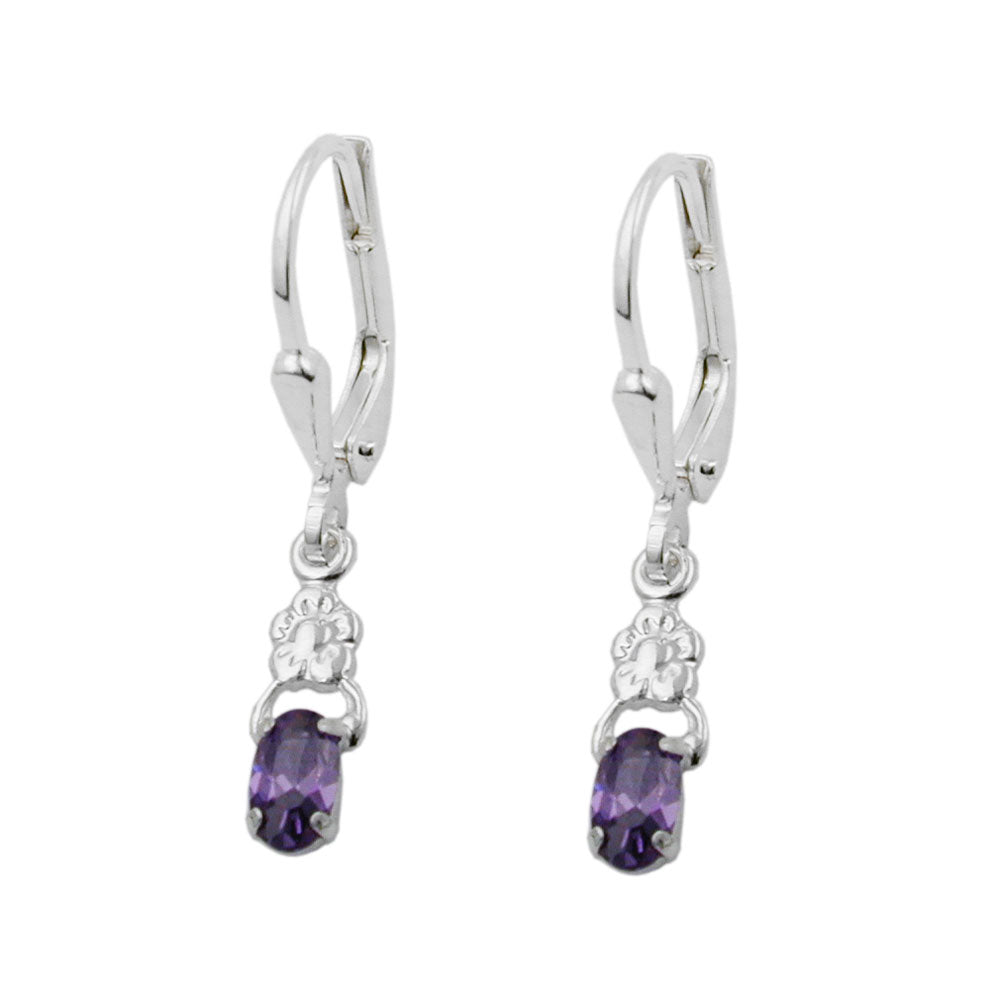 Ohrbrisur Ohrhänger Ohrringe verschiedene Größen Glasstein amethystfarben mit Zirkonias Silber 925