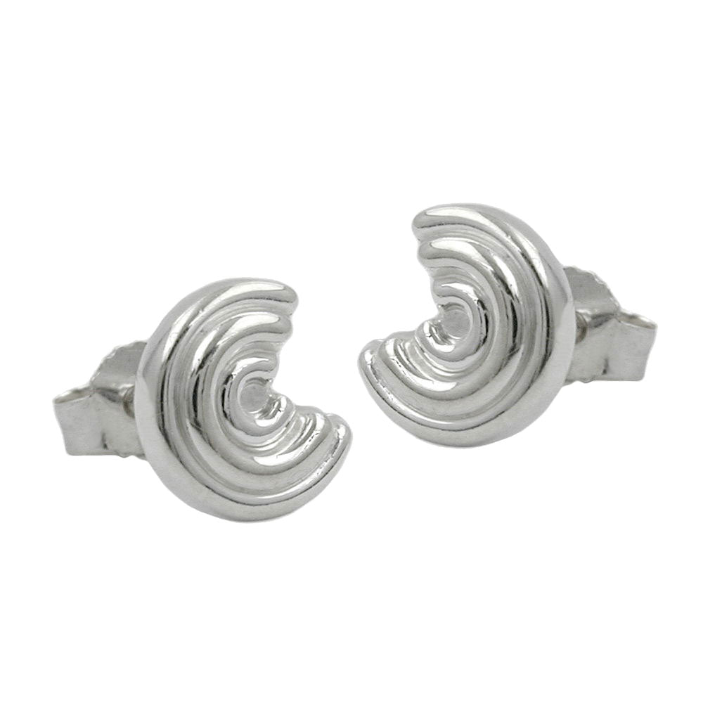 Ohrstecker Ohrring verschiedene Größen Halbkreis mit Rillen Silber 925
